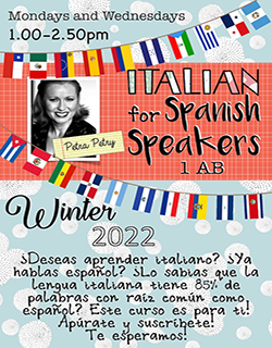 Flyer with information on the Italian for Spanish Speakers course