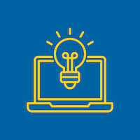 Yellow laptop icon against a blue background