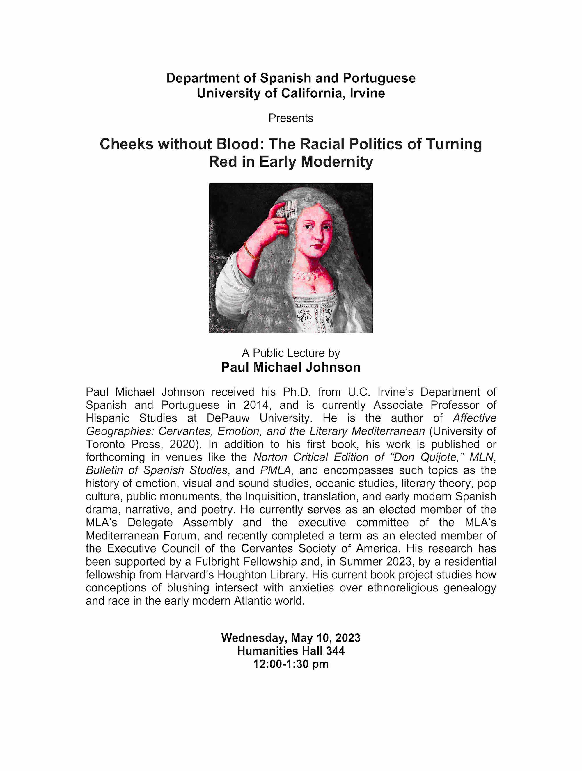 Paul Johnson UCI Lecture on May 10 at 12pm in HH 344