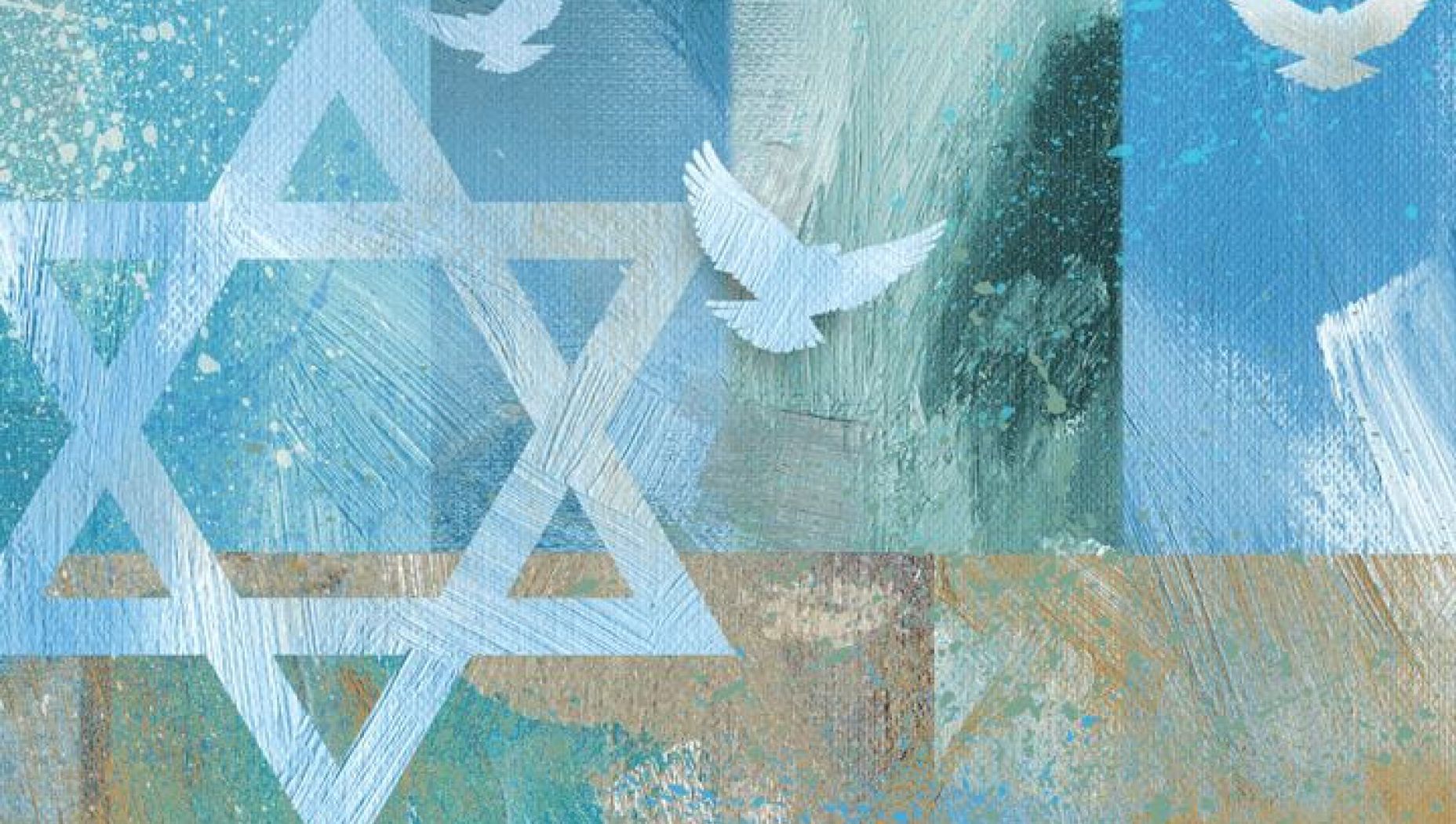 A graphic of the Jewish Star of David with birds flying around