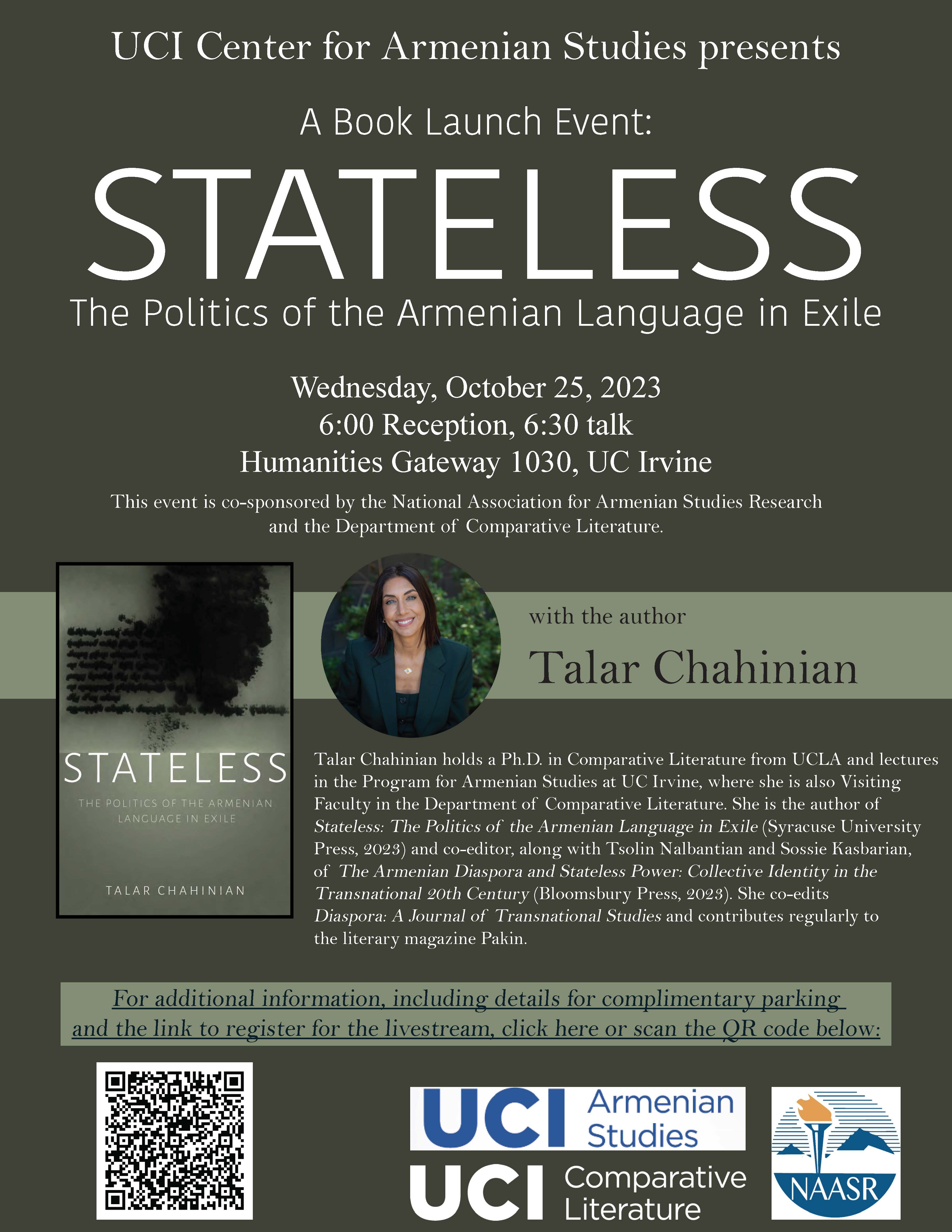 Stateless: The Politics of the Armenian Language in Exile: 9780815637950:  Chahinian, Talar: Books 