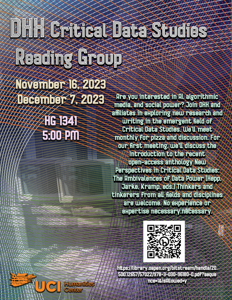 flyer for DHX Critical Data Studies Reading Group