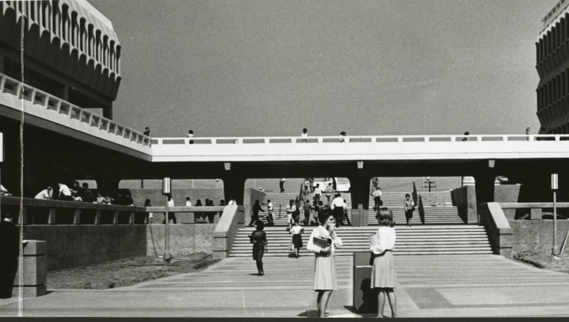 A black and white photo of the School of Humanities