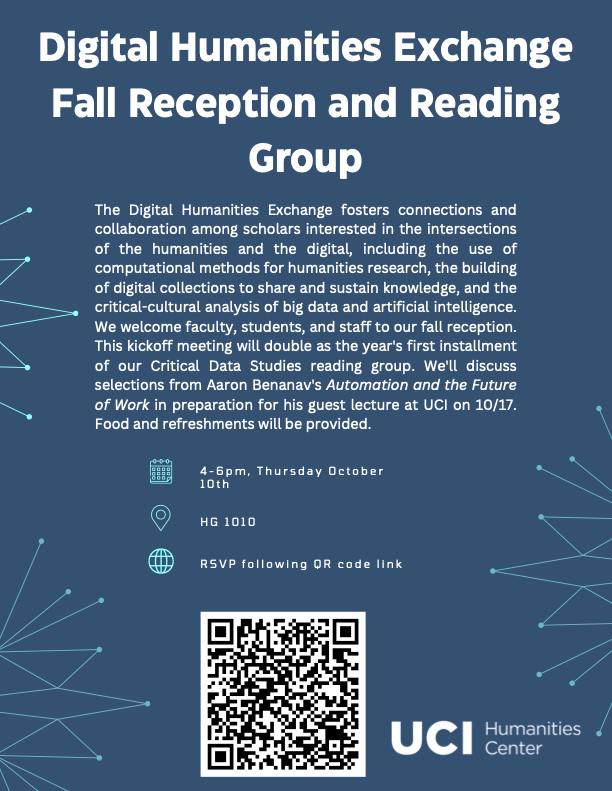 DHX welcome reception and reading group