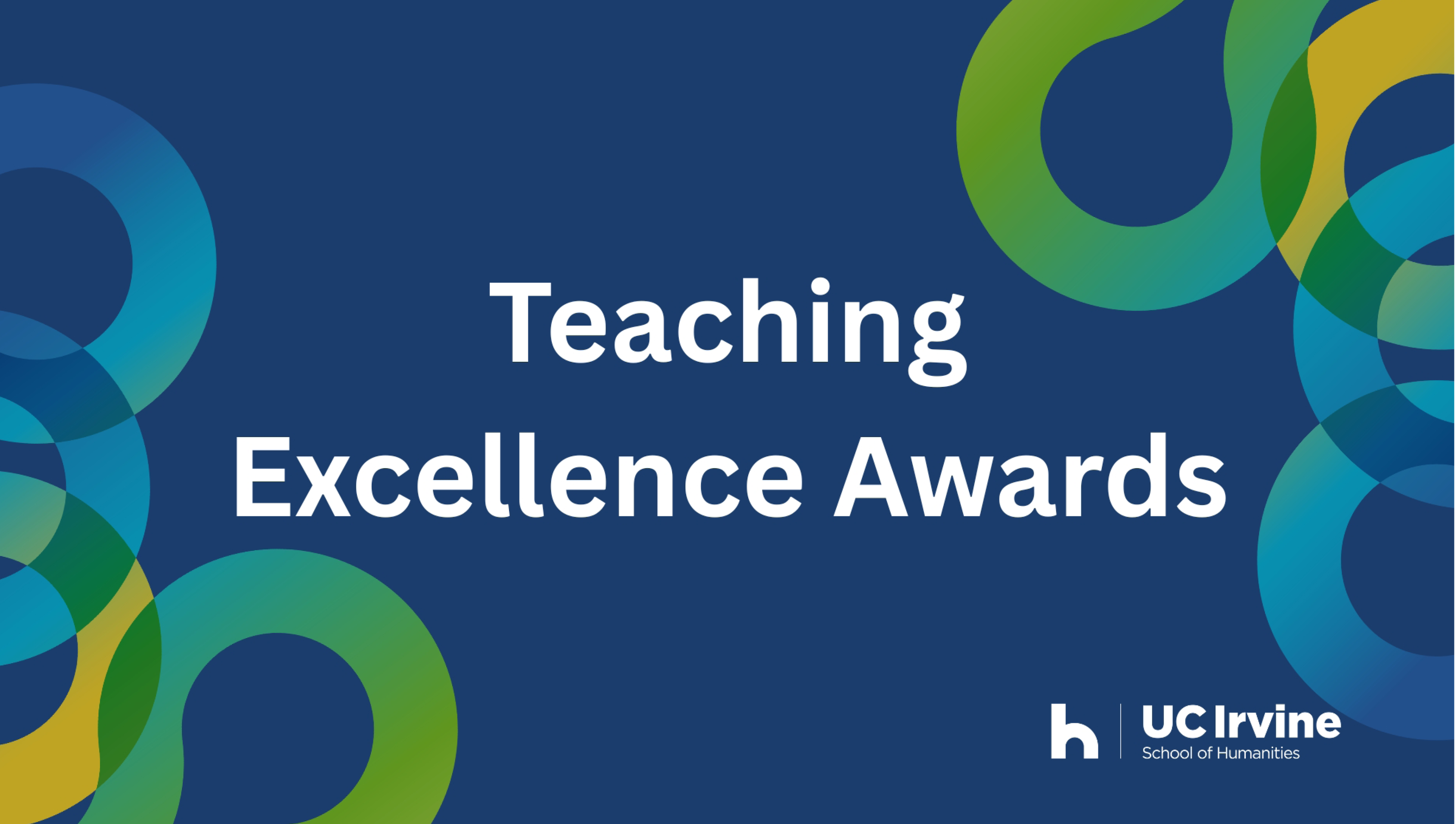 A blue background with text that reads "Teaching Excellence Awards"