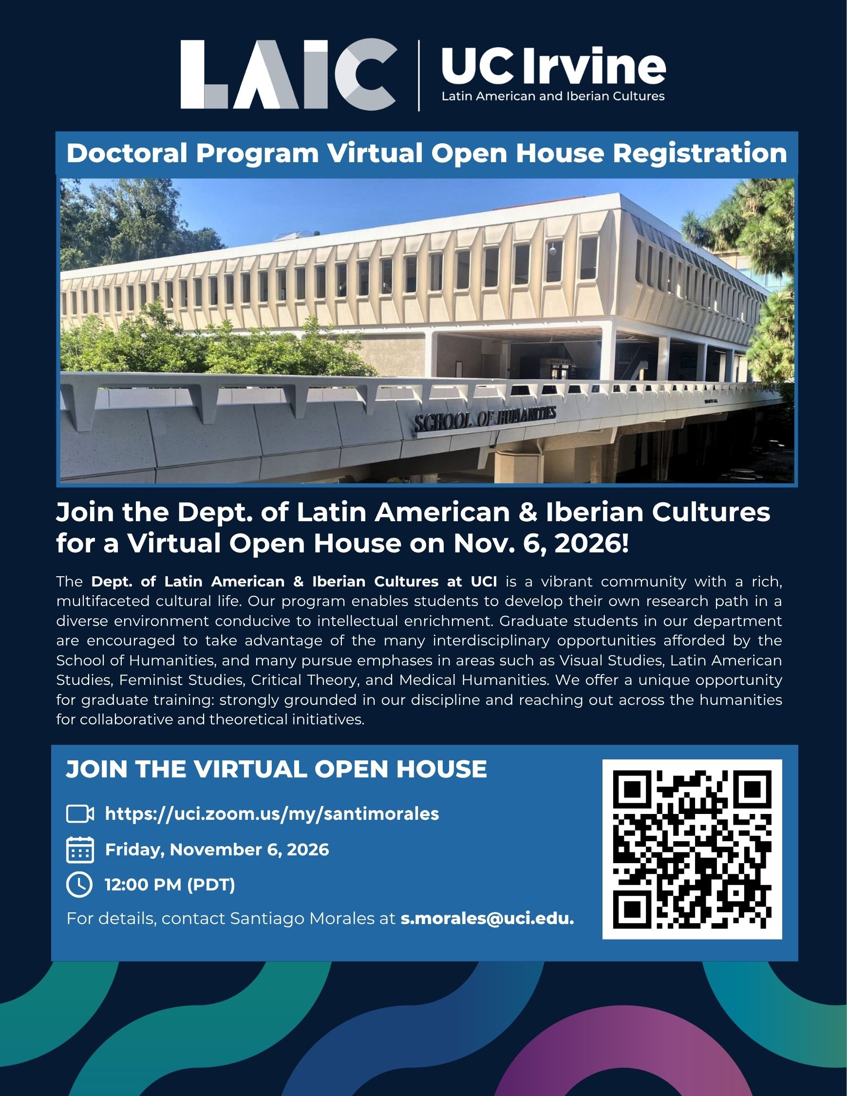 UCI LAIC Graduate Open House November 6, 2026 at 12:00 PM via Zoom