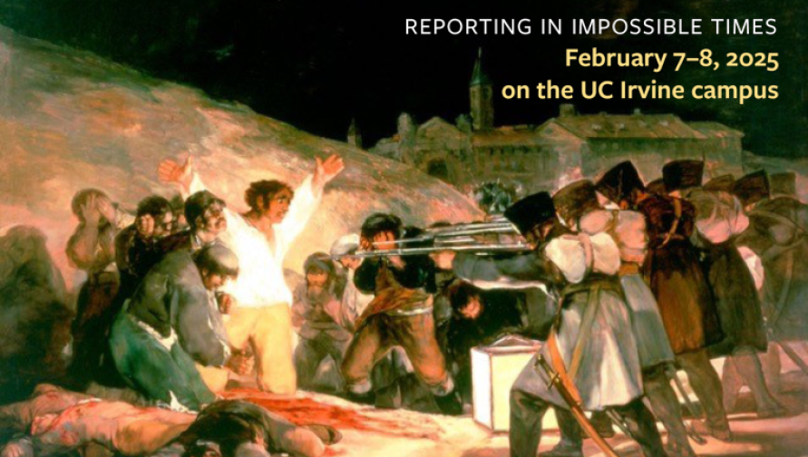 Goya's the 3rd of May painting; with text Facts Under Fire, Reporting in Impossible TImes