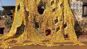 Installation by Serge Attukwei Clottey. Photo by Nana Osei. Courtesy of Simchowitz Gallery.