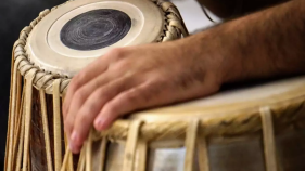 hand playing Indian instrument