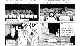 A screen shot of "The Neurobiology of Protest Rocío Pichon-Rivière" her comics with drawings and text.