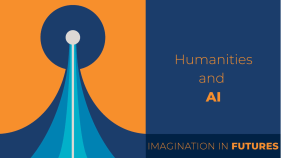 the Imagination in Futures banner is to the left with the title of the article "Humanities in AI" on the right