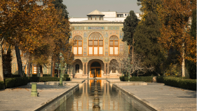Golestan Palace in Tehran with Reflective Pool.