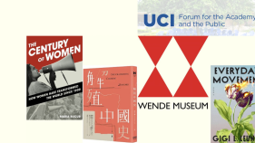 image of book covers and the Wende museum logo, with UCI Forum for the Academy and the Public logo