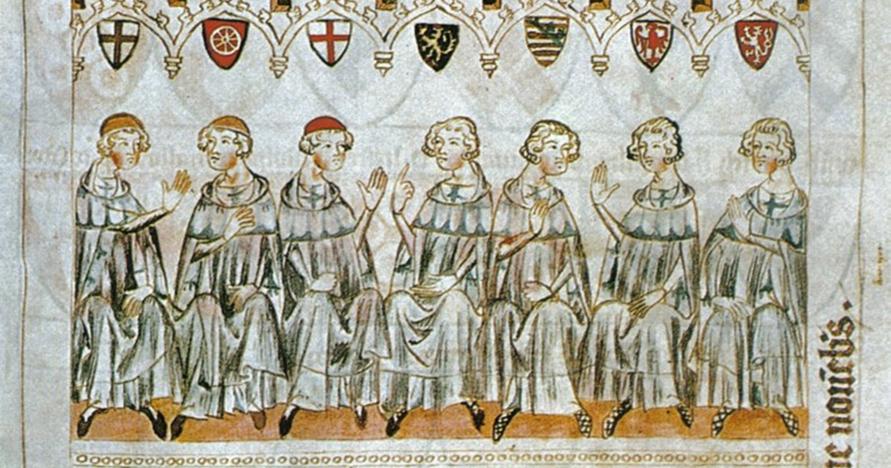 medieval illuminated manuscript of religious figures