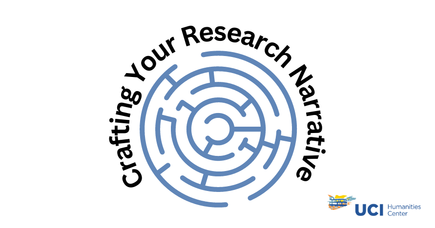 image of a labyrinth with 'crafting your research narrative' wrapped around it