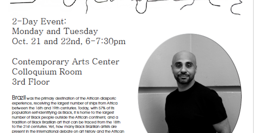 The UCI Poetic Justice Initiative presents   Absent Presence: Afro-Brazilian Artists in the International Debate on Art and the African Diaspora  with  Igor Simões,  Associate Professor of History, Theory, and Criticism of Art and Methodology at the Rio Grande do Sul State University in Brazil   October 21 & 22, 2024  6:00-7:30pm  Contemporary Arts Center Colloquium Room 3rd Floor   Co-Sponsored by International Center for Writing and Translation, Art History, Spanish & Portuguese, Center for Latin & Caribb