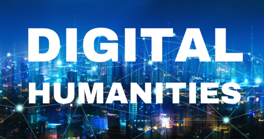 text, "digital humanities" with city background