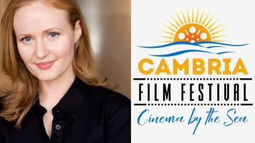 Carissa Nihart with the Cambria Film Festival Logo. 