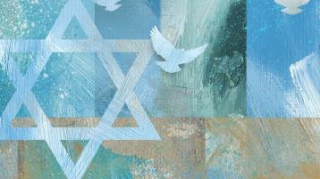 Jewish symbol over pastel blue