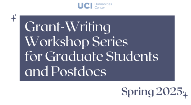 white banner with purple inset box with text, Grant-Writing Workshop Series for Graduate Students and Postdocs