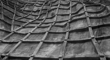 concrete grid covering hill