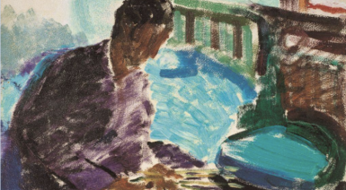 oil painting of person in room