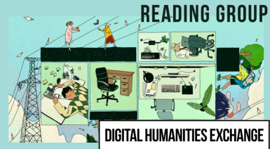 Within the frames are people bound to their office cubicles; beyond them, individuals work freely from diverse locations, connected through digital signals.