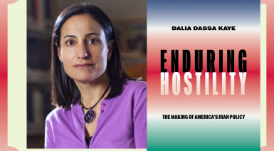 Left to right: Dalia Dassa Kaye, book cover titled Enduring Hostility