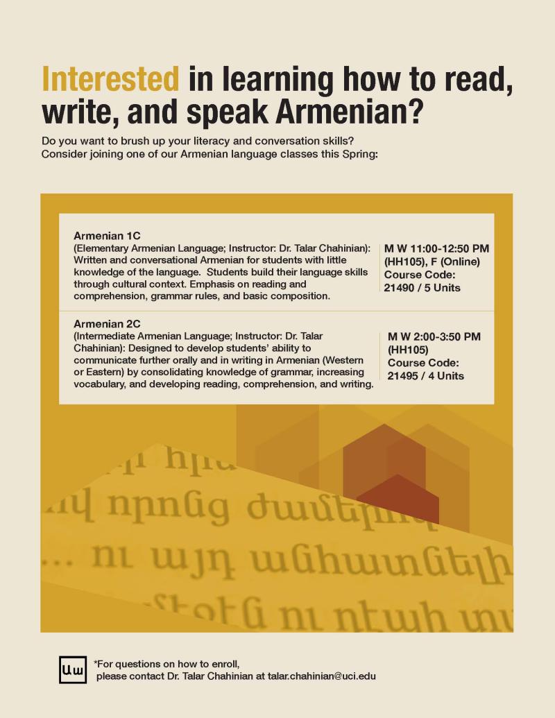 Spring 2022 Armenian Language Classes