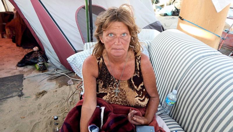 A photo of a homeless woman in Santa Ana