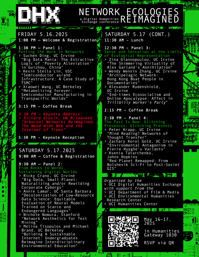 DHX conference flyer with schedule and QR code