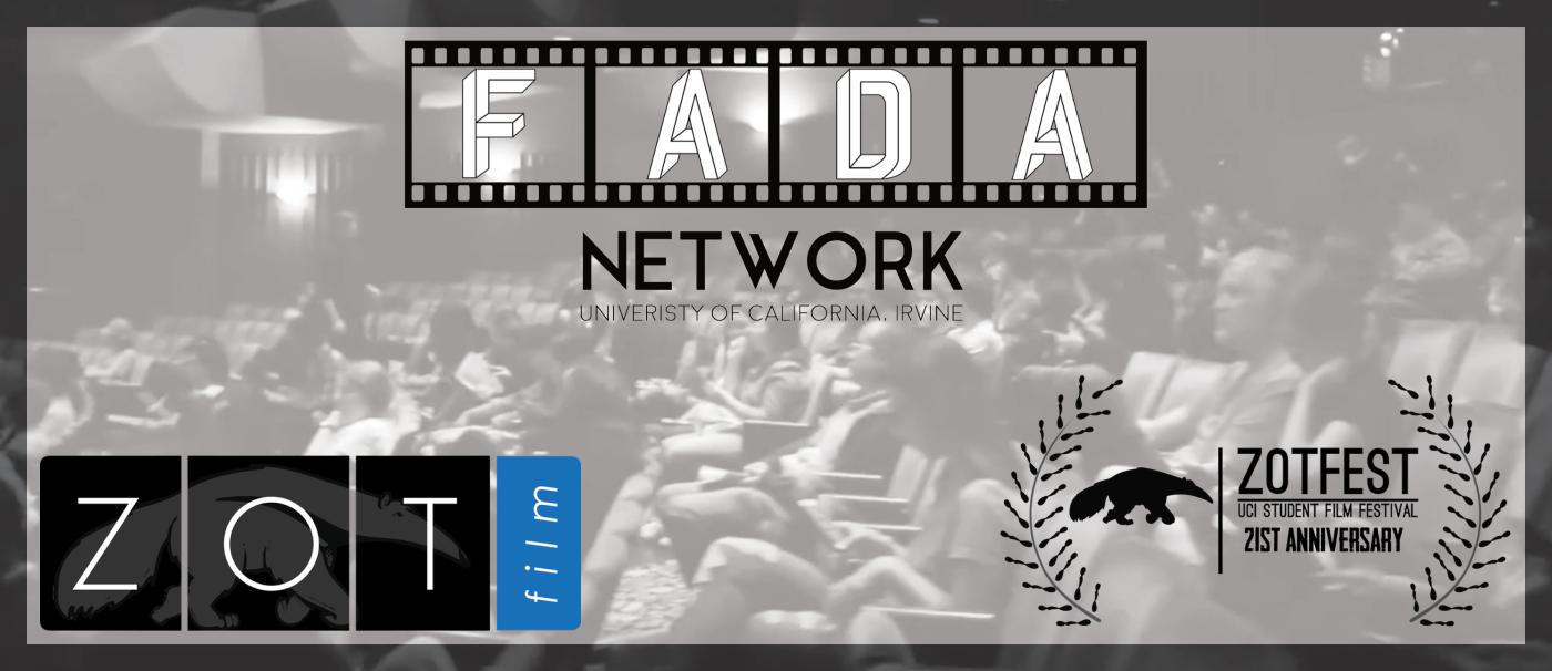 A image of theater-goers with the FADA, Zotfilm, and Zotfest logo superimposed.