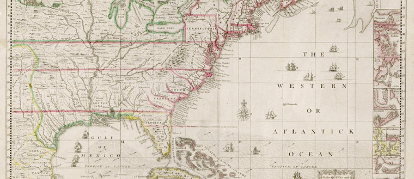 1733 map of North America and Caribbean