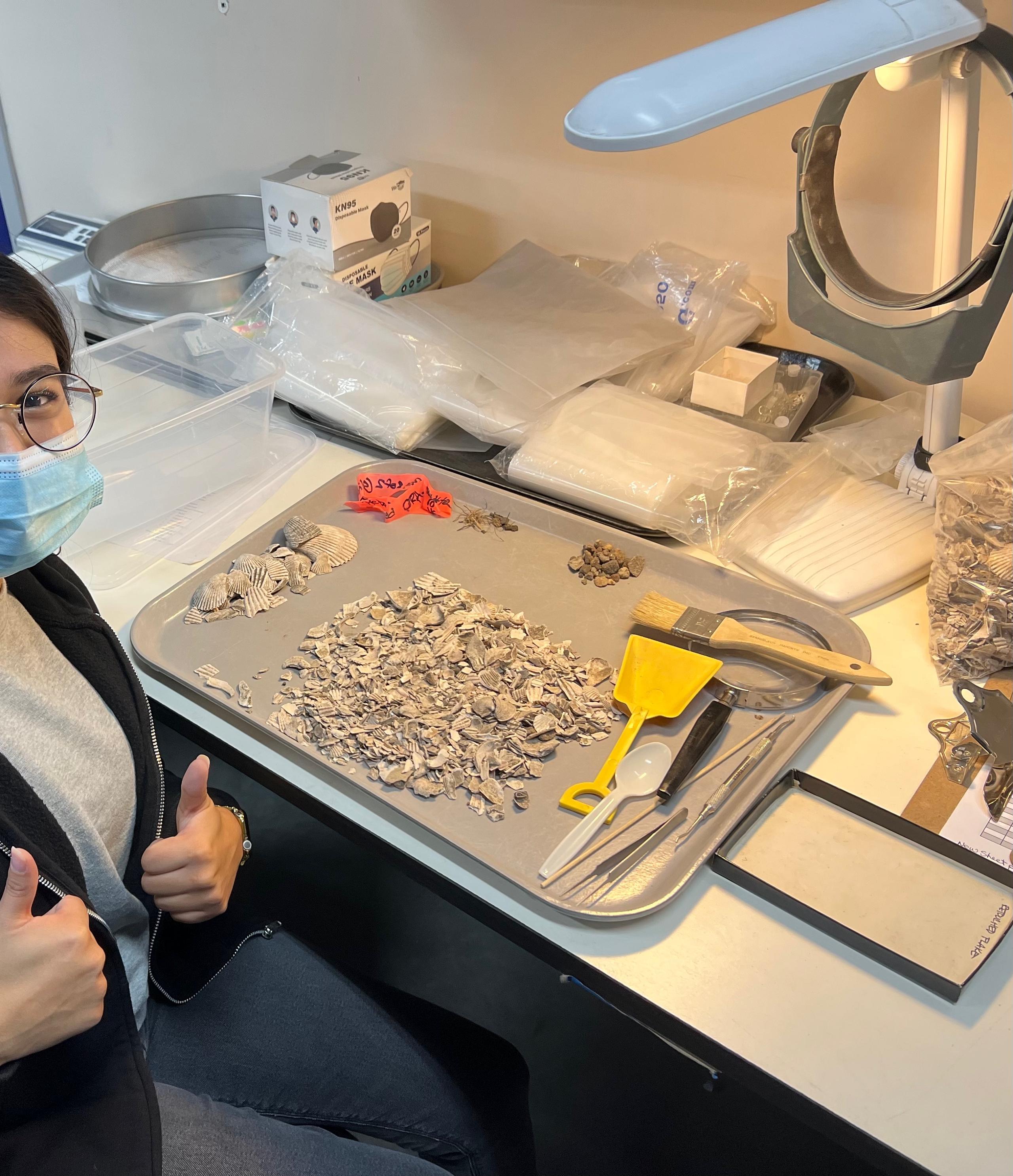 Natali Lemus: OC Parks. Natali had the internship opportunity with OC Parks in the Archaeology department. She worked on midden sorting, documentation that involved natural disaster evacuation preparedness, handling and documenting human remains, and bagging midden from the shipment containers. 