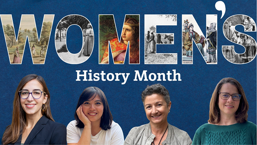 Four History faculty's image under the title "Women's History Month"