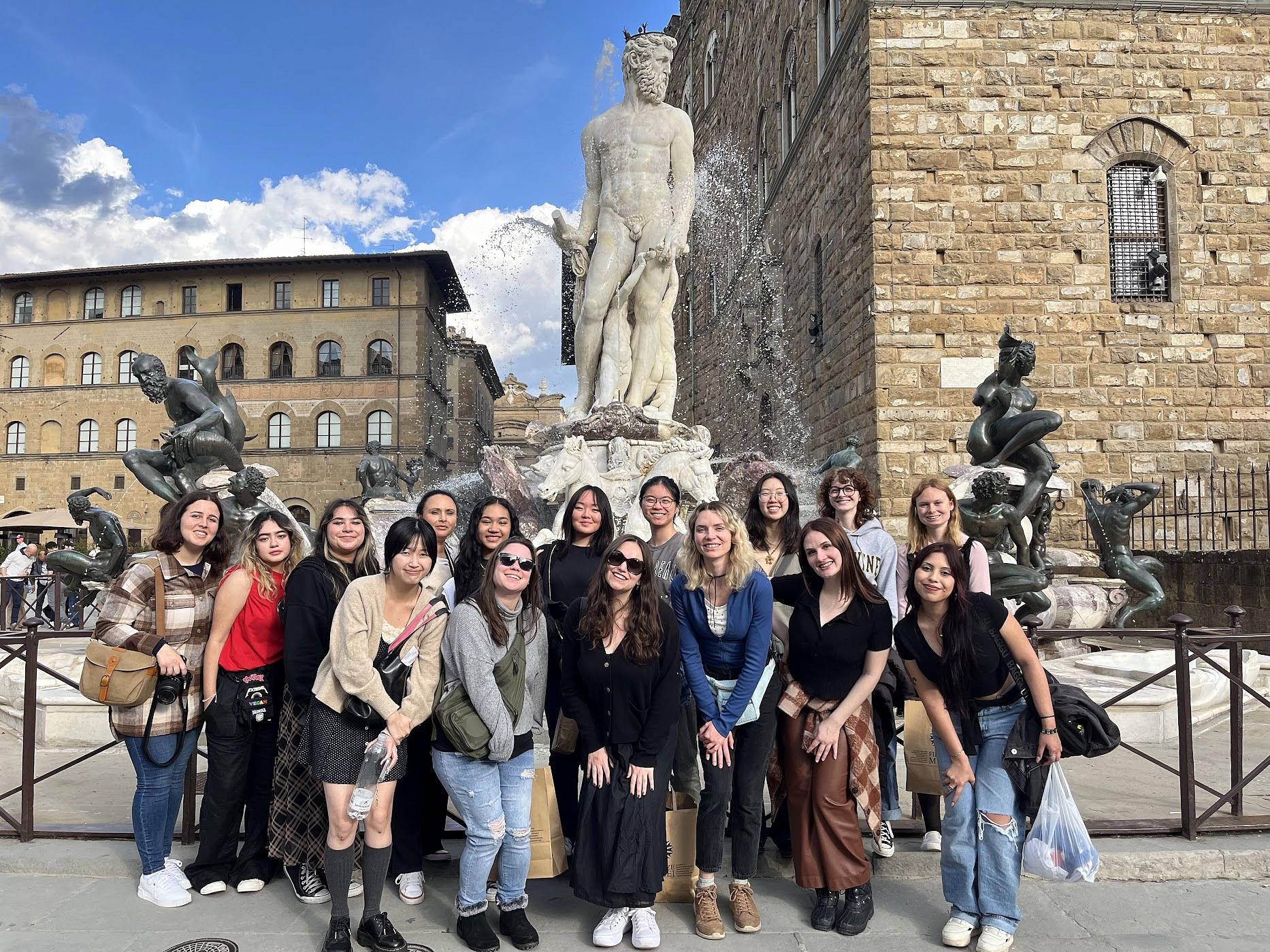 Students at the Piazza della Signoria, Florence. Spring 2024