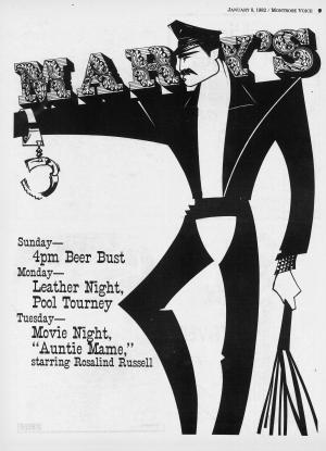 Flyer for Mary's bar with graphic