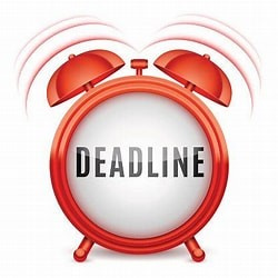 Red Clock with the word Deadline in it