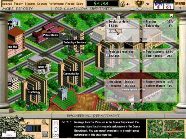 Screenshot of 1999 game Virtual U