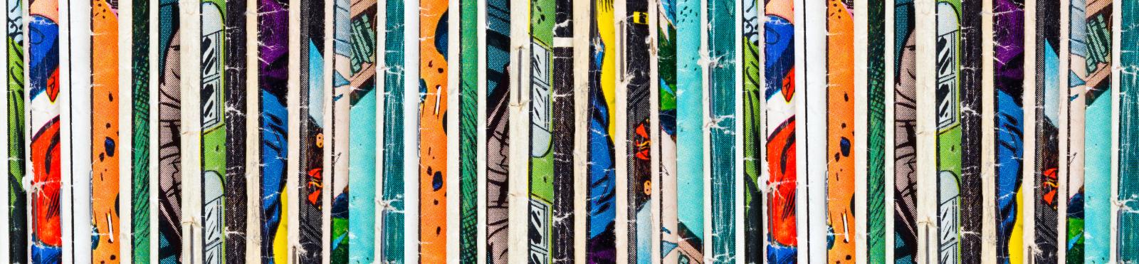 a collection of multicolored comic book covers