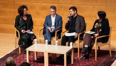 Dr. Cheryl Finley and graduate students Homer Arnold, Mohammadreza Mirzaei, and Leslie Lodwick at the Getty Graduate Symposium 2024