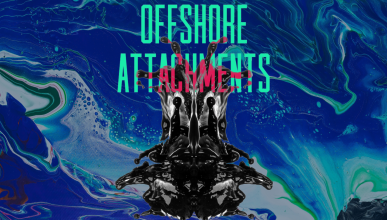 An edited image of Chelsea Schields book "Offshore Attachments: Oil and Intimacy in the Caribbean" with the background being an image of an oil spill. 