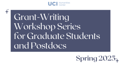 white banner with purple inset box with text, Grant-Writing Workshop Series for Graduate Students and Postdocs