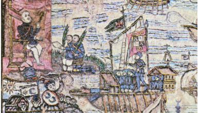 painting of nobelman sitting on a chair with people of different statuses around him.  