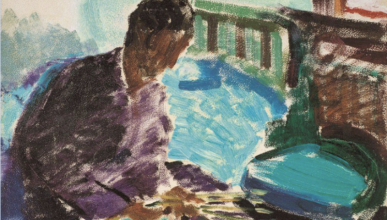 oil painting of person in room