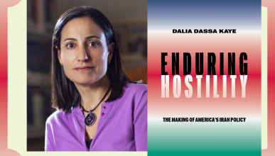 Left to right: Dalia Dassa Kaye, book cover titled Enduring Hostility