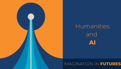 the Imagination in Futures banner is to the left with the title of the article "Humanities in AI" on the right